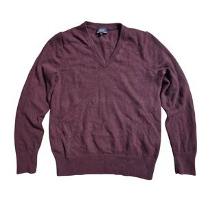 Quince Mongolian Cashmere V-Neck Sweater Burgundy Mens M Quiet Luxury Old Money